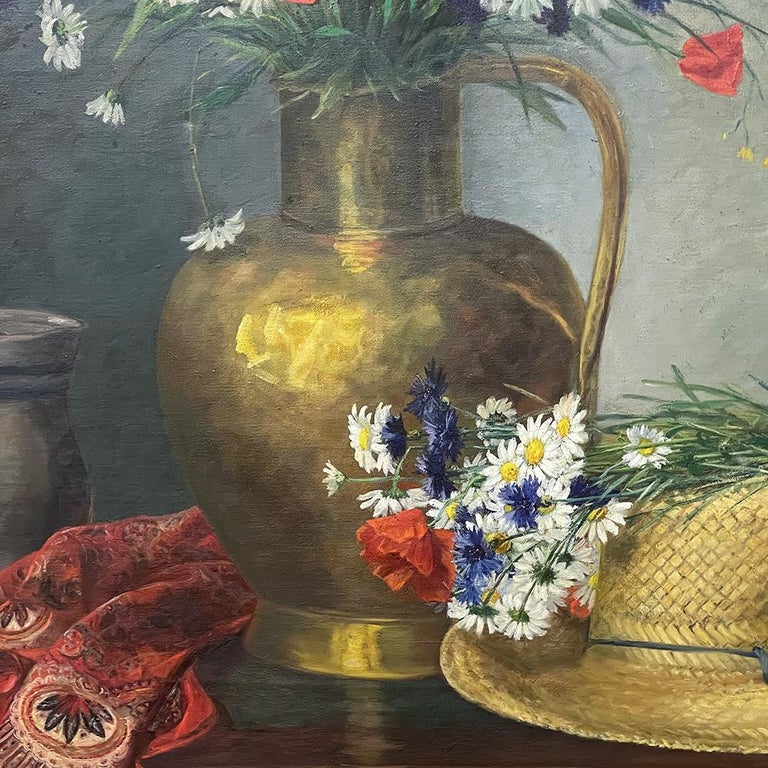 Vintage Framed Oil Painting on Canvas of Still Life signed Laenen For