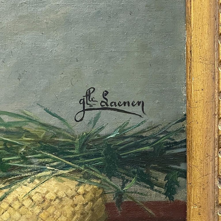 Vintage Framed Oil Painting on Canvas of Still Life signed Laenen For