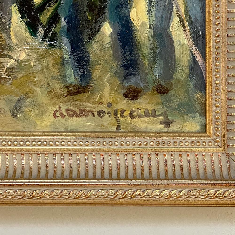 Peinture à l'huile vintage encadrée sur panneau par Dieudonne Damoiseaux en vente 3