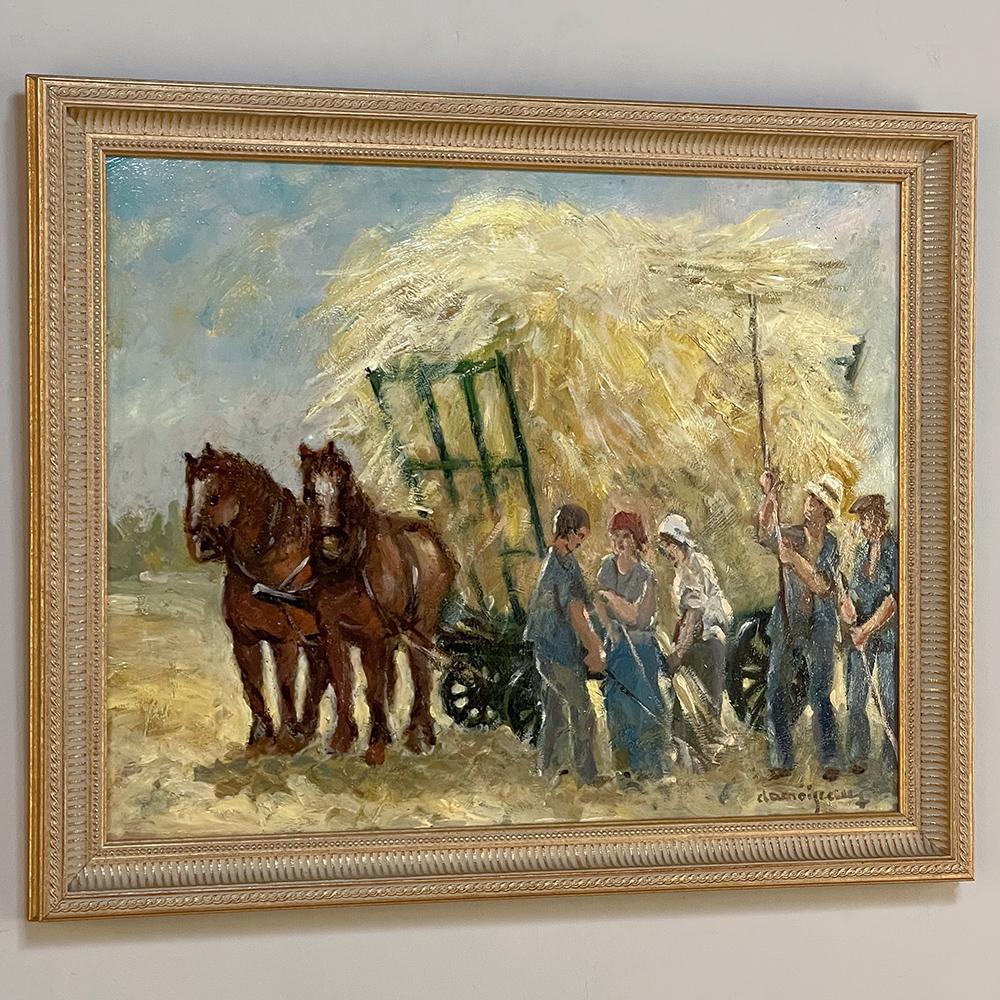 Expressionist Vintage Framed Oil Painting on Panel by Dieudonne Damoiseaux For Sale