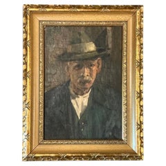 Vintage Framed Oil Portrait on Canvas