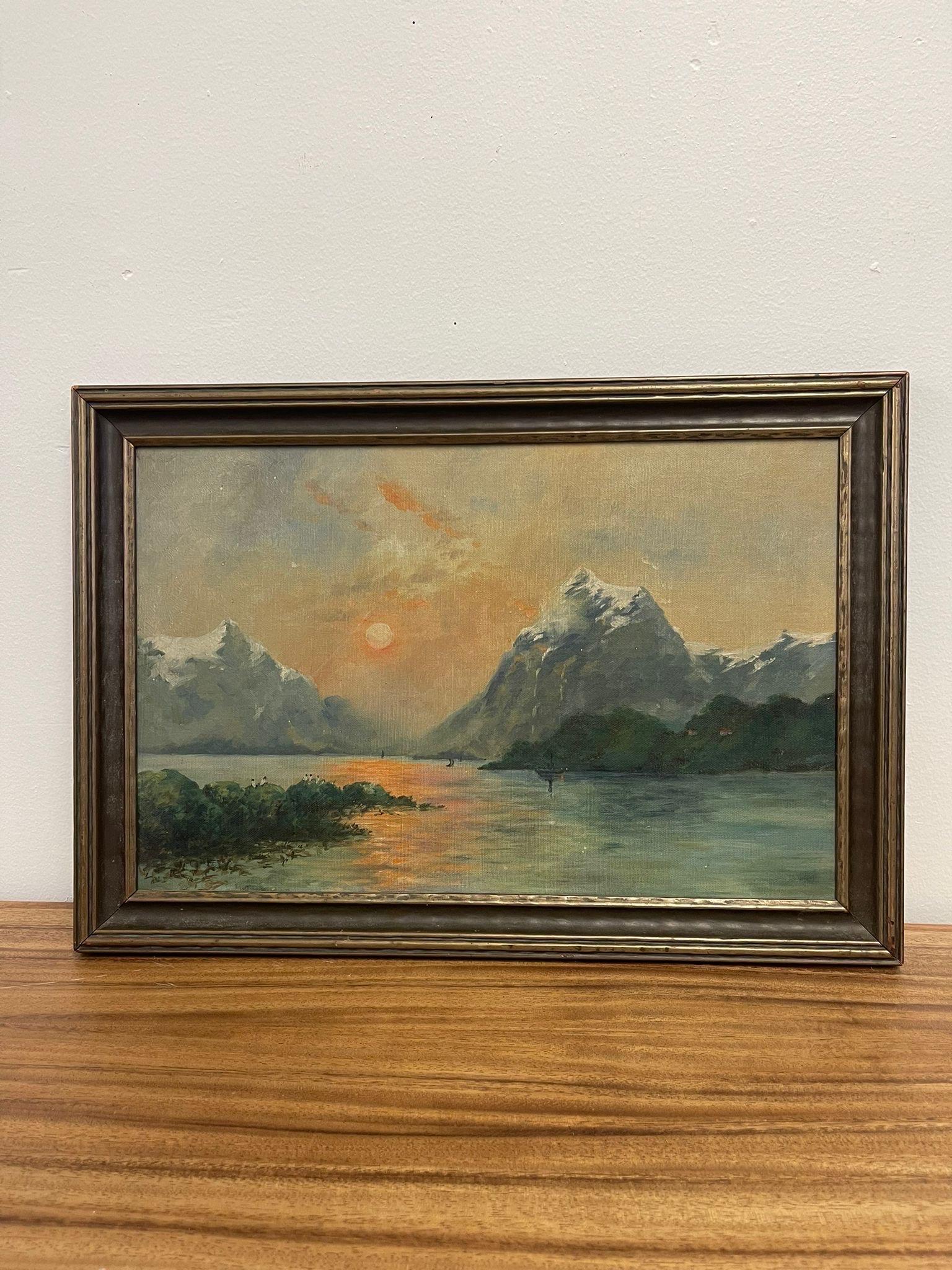 Possibly Acrylic or Oil On Canvas. Unsigned. Frame and Painting have Beautiful Petina Consistent with Age. Vintage Condition Consistent with Age as Pictured.

Dimensions. 12 W ; 3/4 D ; 8 H