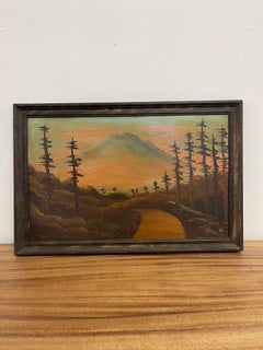 Vintage Framed Original Signed Painting of Mount Rainier.