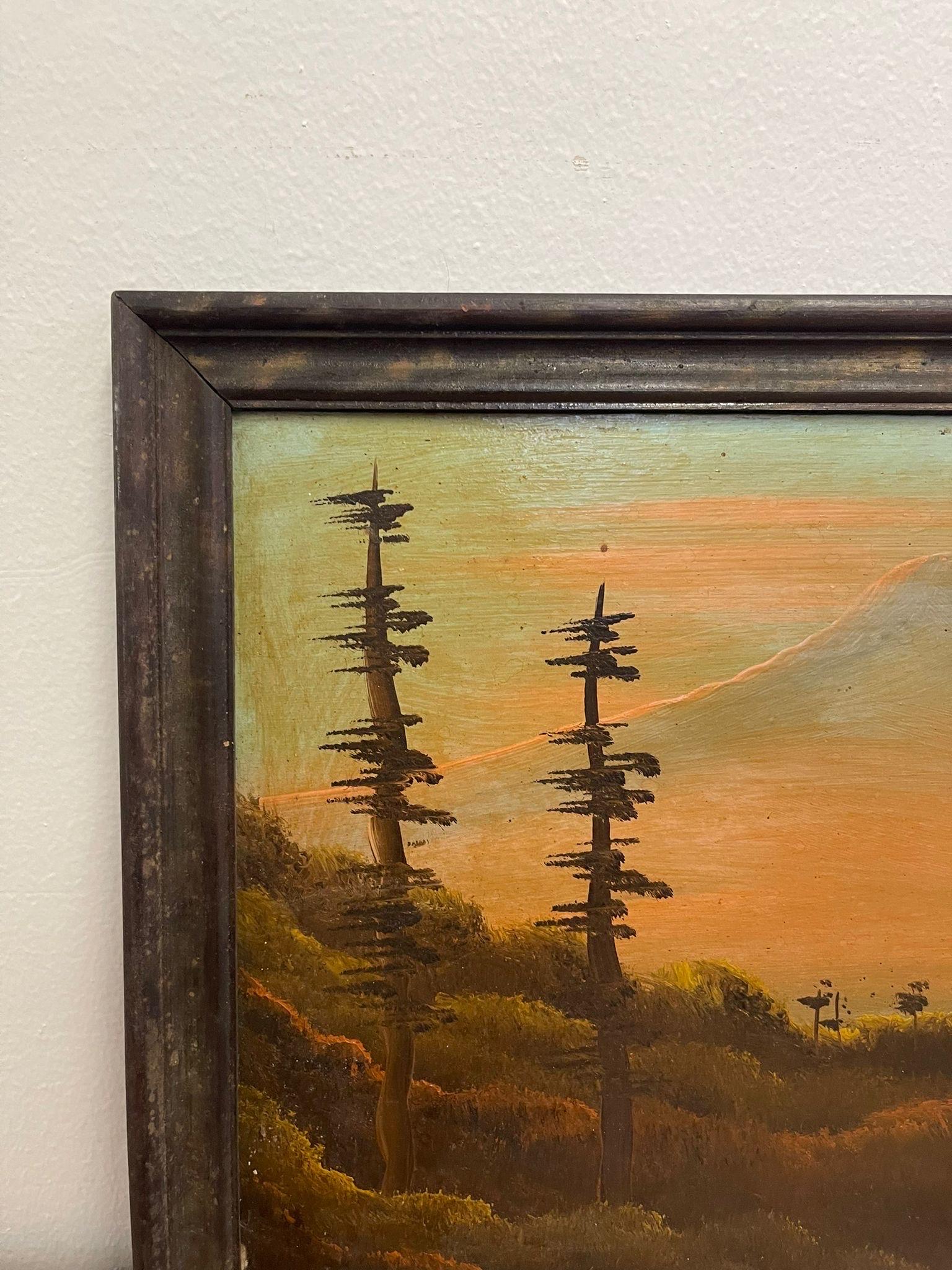 Vintage Framed Original Signed Painting of Mount Rainier. In Good Condition For Sale In Seattle, WA