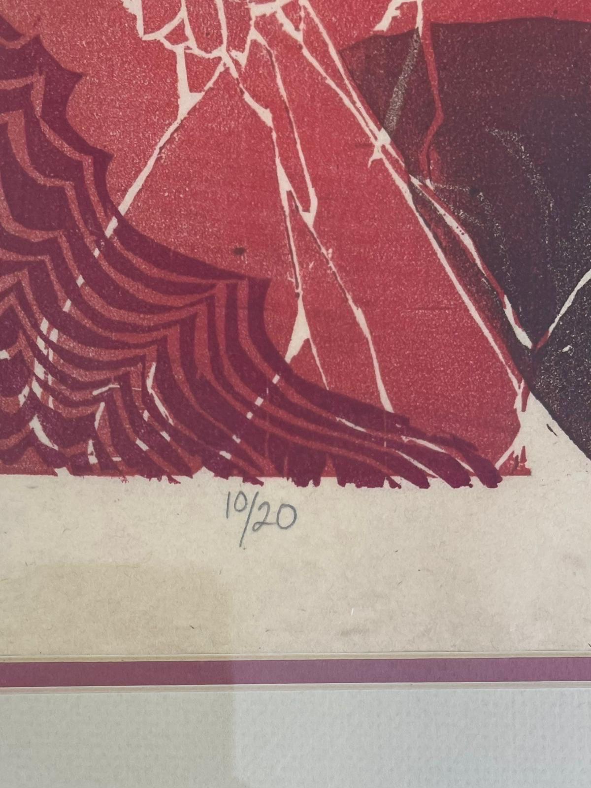 Gerahmtes Original-Kunstwerk im Holzschliff „The Child and the Falcon“ von Kate, Vintage im Angebot 3