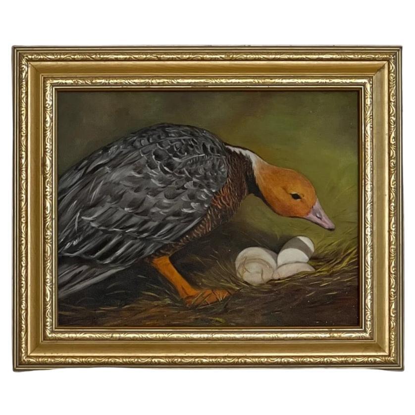 Vintage Framed Painting of a Serene Scene For Sale