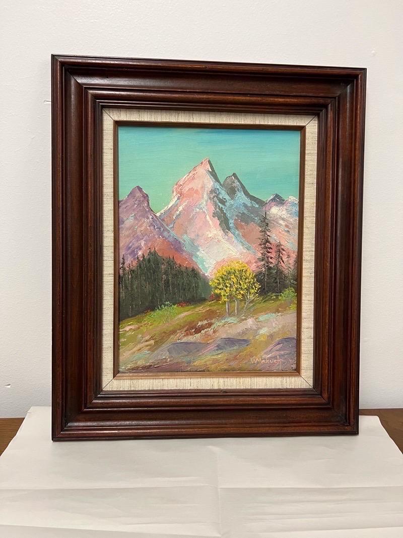 Vintage Framed Painting on Canvas Dt 1987 In Good Condition For Sale In Seattle, WA