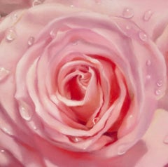 Vintage Framed Pastel on Paper, Lyn Diefenbach Hyper-realistic Roses Composition