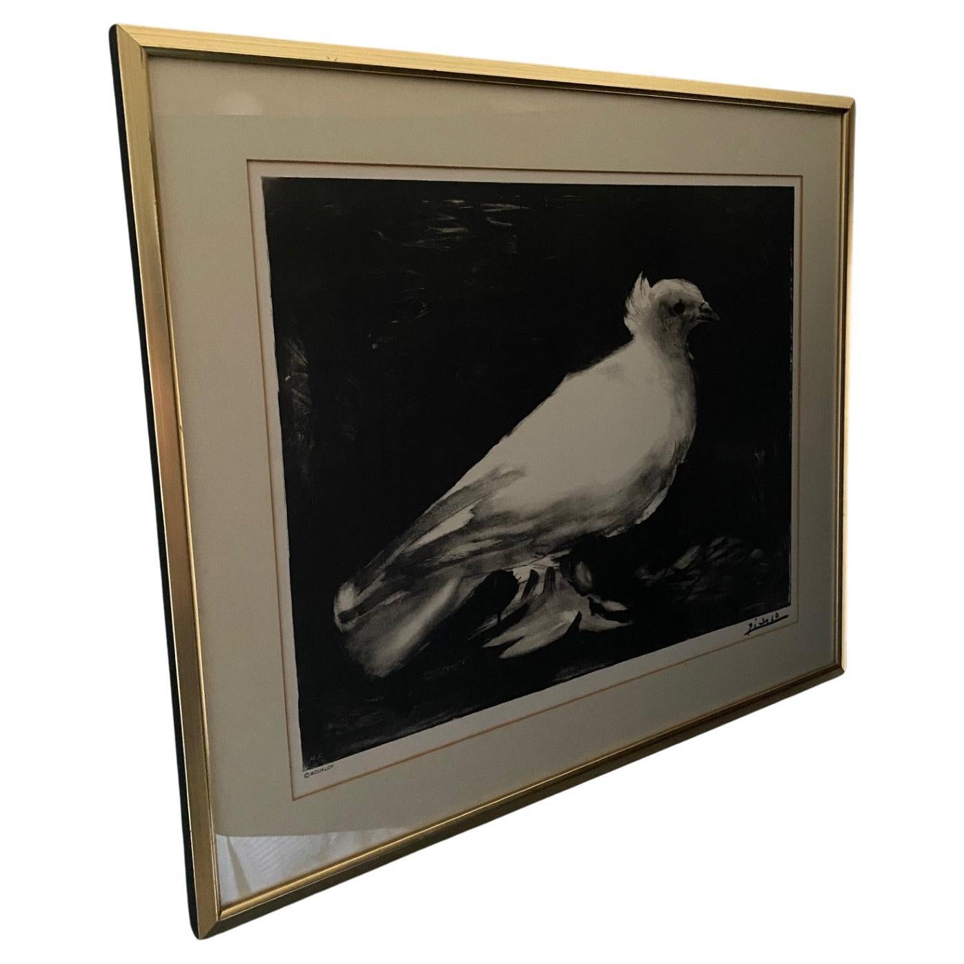 Vintage Framed Picasso “Dove” or “La Colombe” Lithograph by Mourlot For Sale