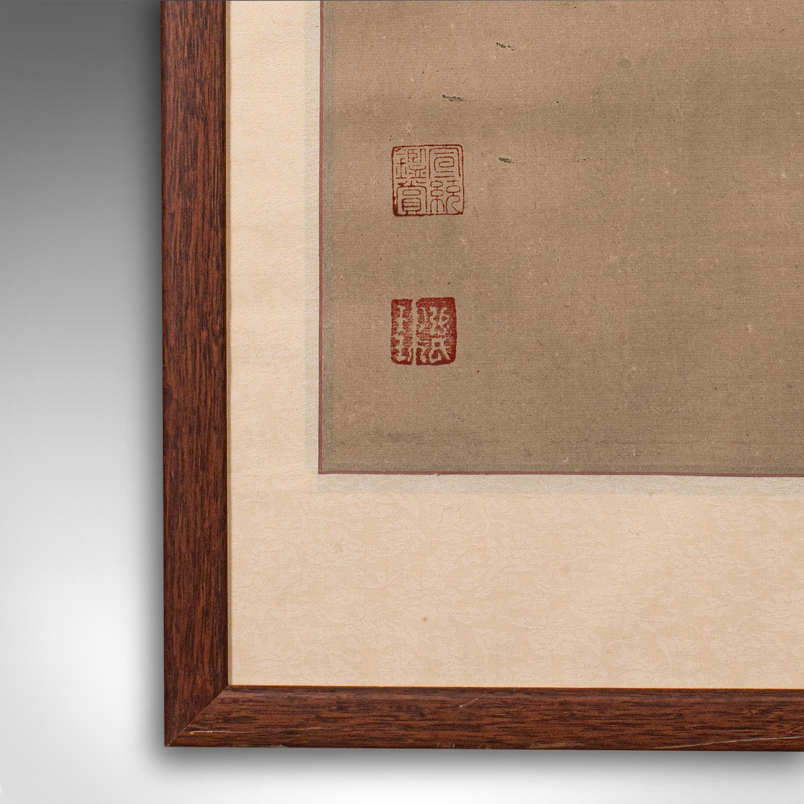 Cuadro vintage enmarcado, chino, tinta sobre papel, obra de arte, después de Tang Dynasty, 1950 en venta 2