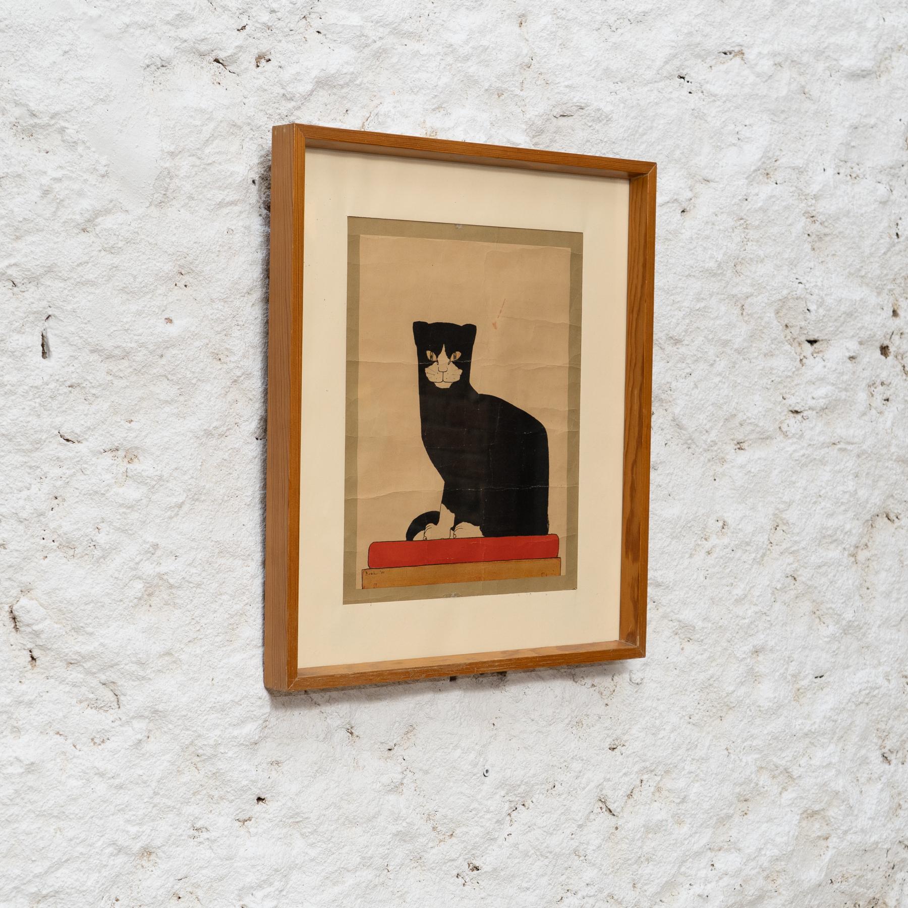 Spanish Vintage Framed Poster by Bart Vander Leck: 'The Kat', circa 1960 For Sale