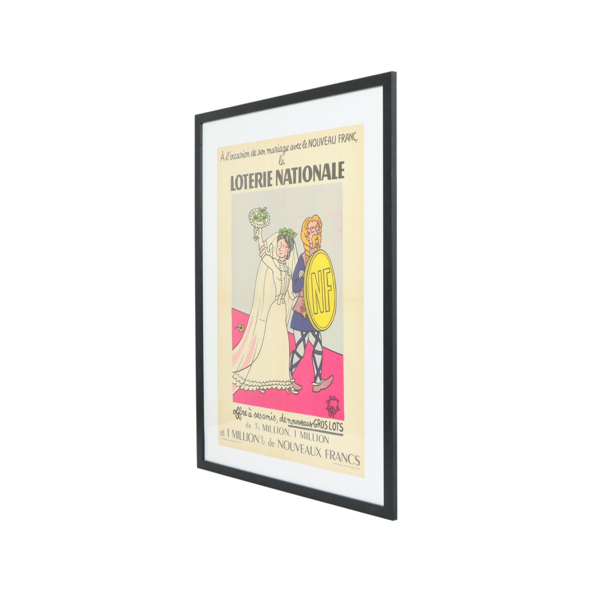 Vintage Framed Poster Loterie Nationale France Fifties Advertisement Jean Effel For Sale 4