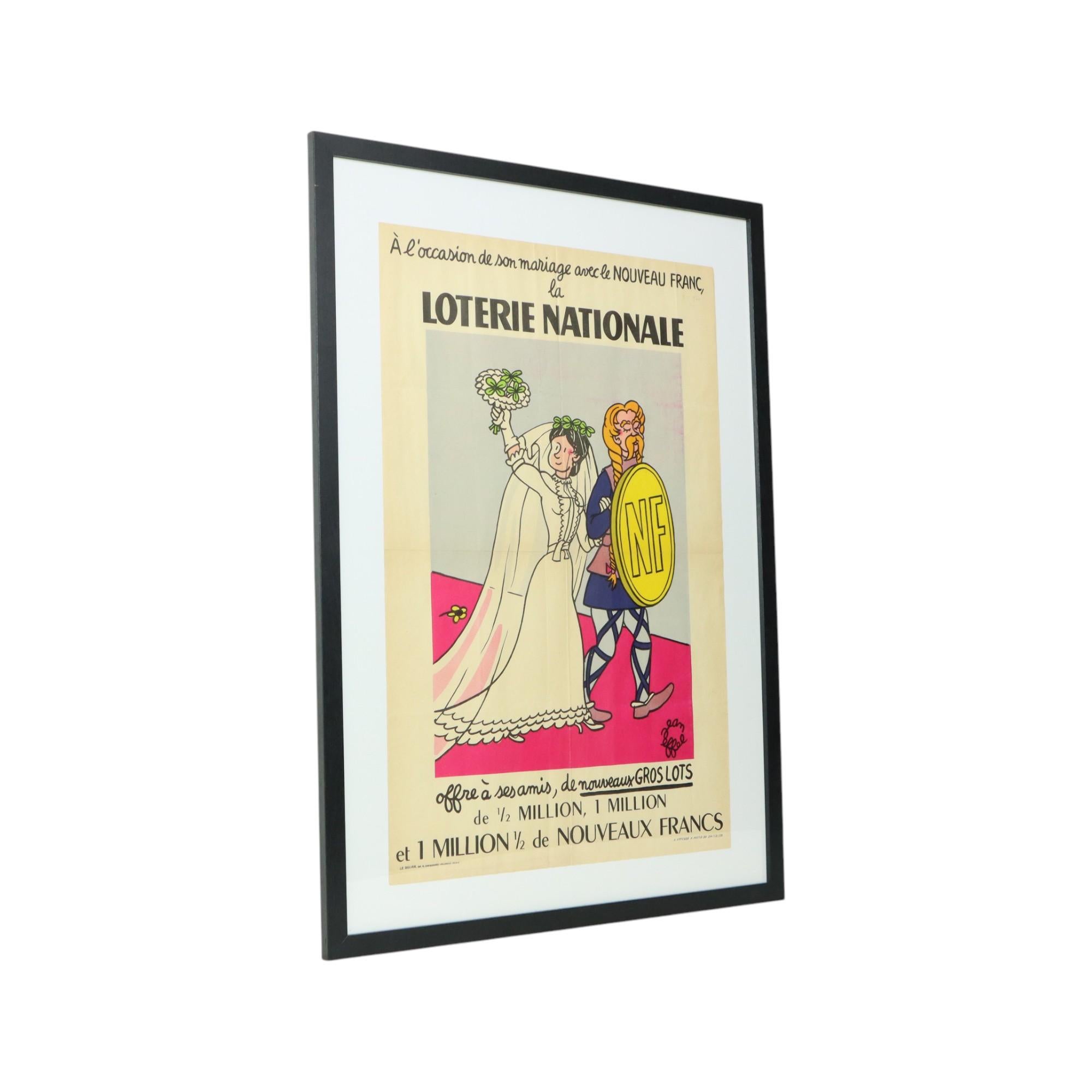 Vintage Framed Poster Loterie Nationale France Fifties Advertisement Jean Effel For Sale 5
