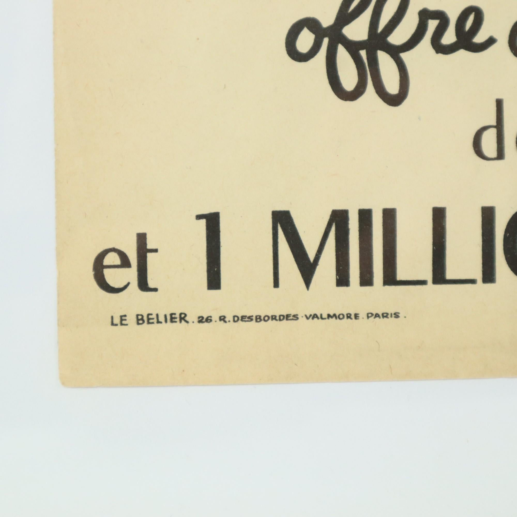 Vintage Framed Poster Loterie Nationale France Fifties Advertisement Jean Effel For Sale 1