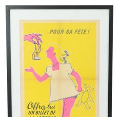 Vintage Framed Poster Loterie Nationale France Fifties Advertisement M. Pineau