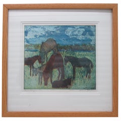 Vintage Framed Print by Ann Zahn Assateague Ponies