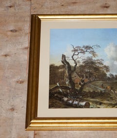 VINTAGE FRAMED PRINT IN GOLD FRAME BY DUTCH PAINTER JAN WIJNANTS 74 x 87 CM