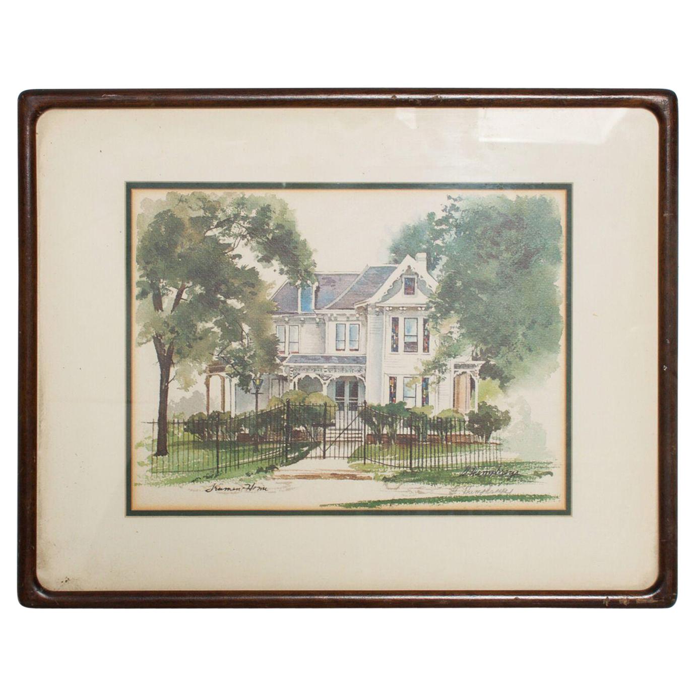 1970s Framed Print Landscape Gated White House