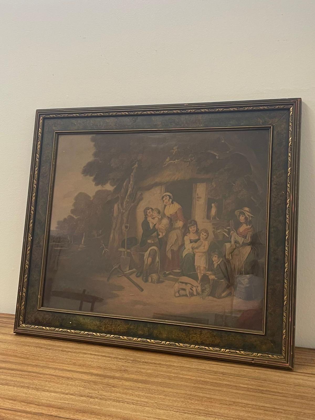 Vintage Framed Print Titled “ Saturday Evening “ In Good Condition For Sale In Seattle, WA