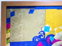 Framed Vintage Silk Scarf Art Deco Design, Signed Lehner, 20th Century