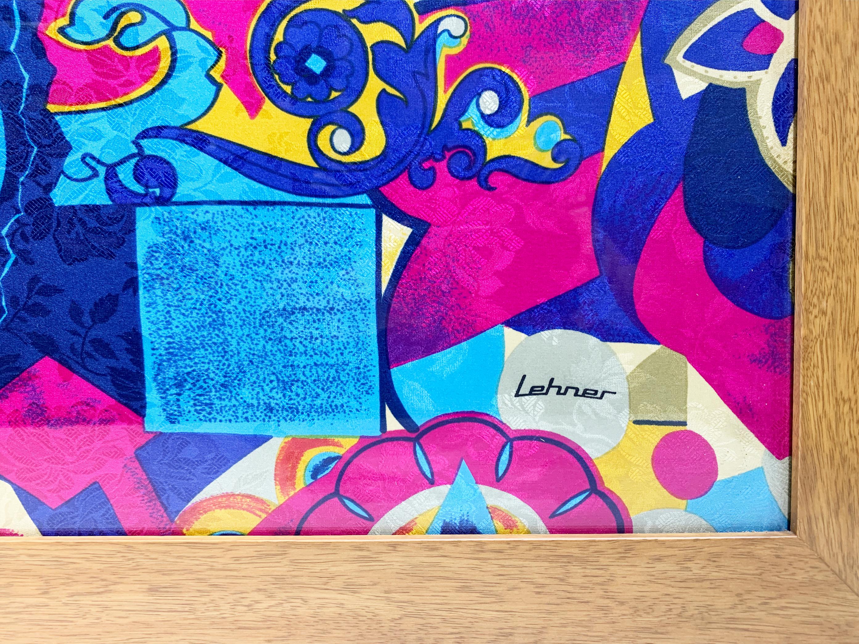 Gerahmter Vintage-Schal, signiert „ Lehner“, signiert (20. Jahrhundert) im Angebot