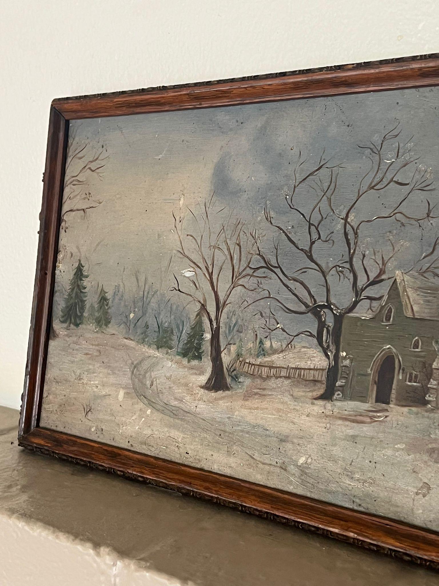 Gerahmtes Landschaftsgemälde im Vintage-Stil (Moderne der Mitte des Jahrhunderts) im Angebot