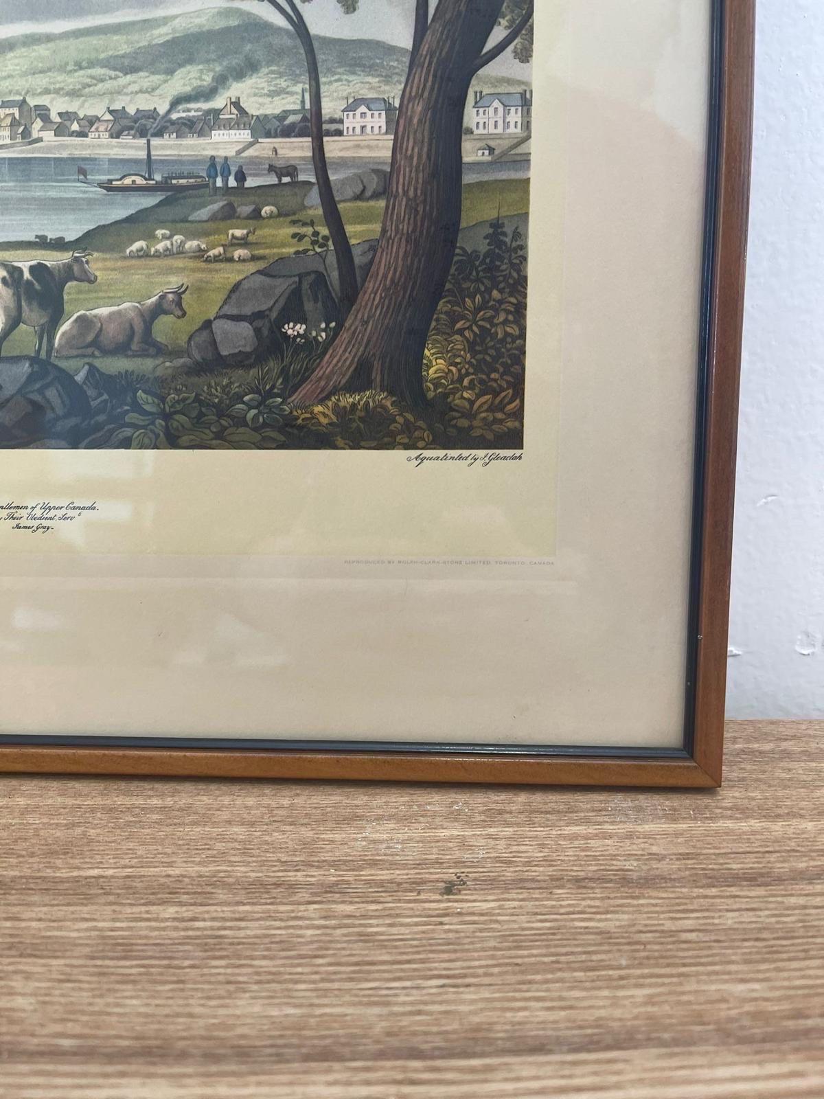 Late 20th Century Vintage Framed Scenic Print of Montreal St. Helens Island by J Gray. For Sale