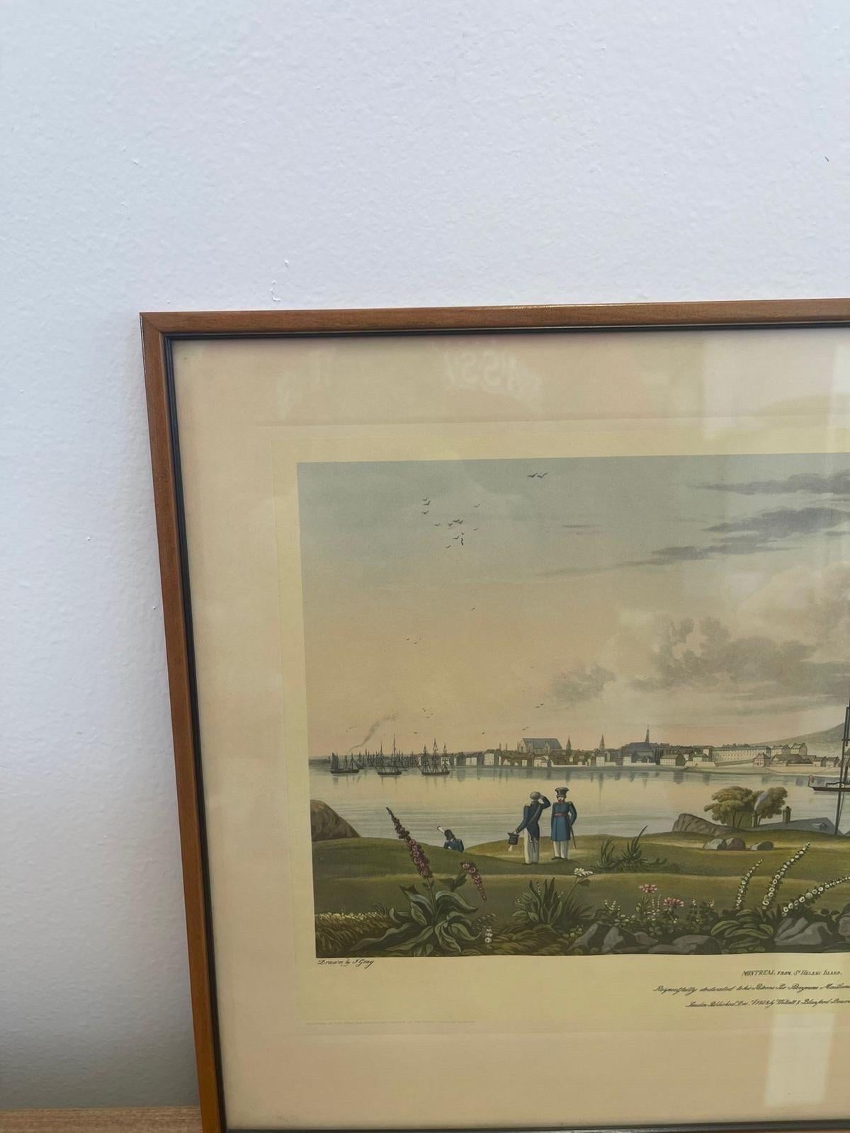 Wood Vintage Framed Scenic Print of Montreal St. Helens Island by J Gray. For Sale