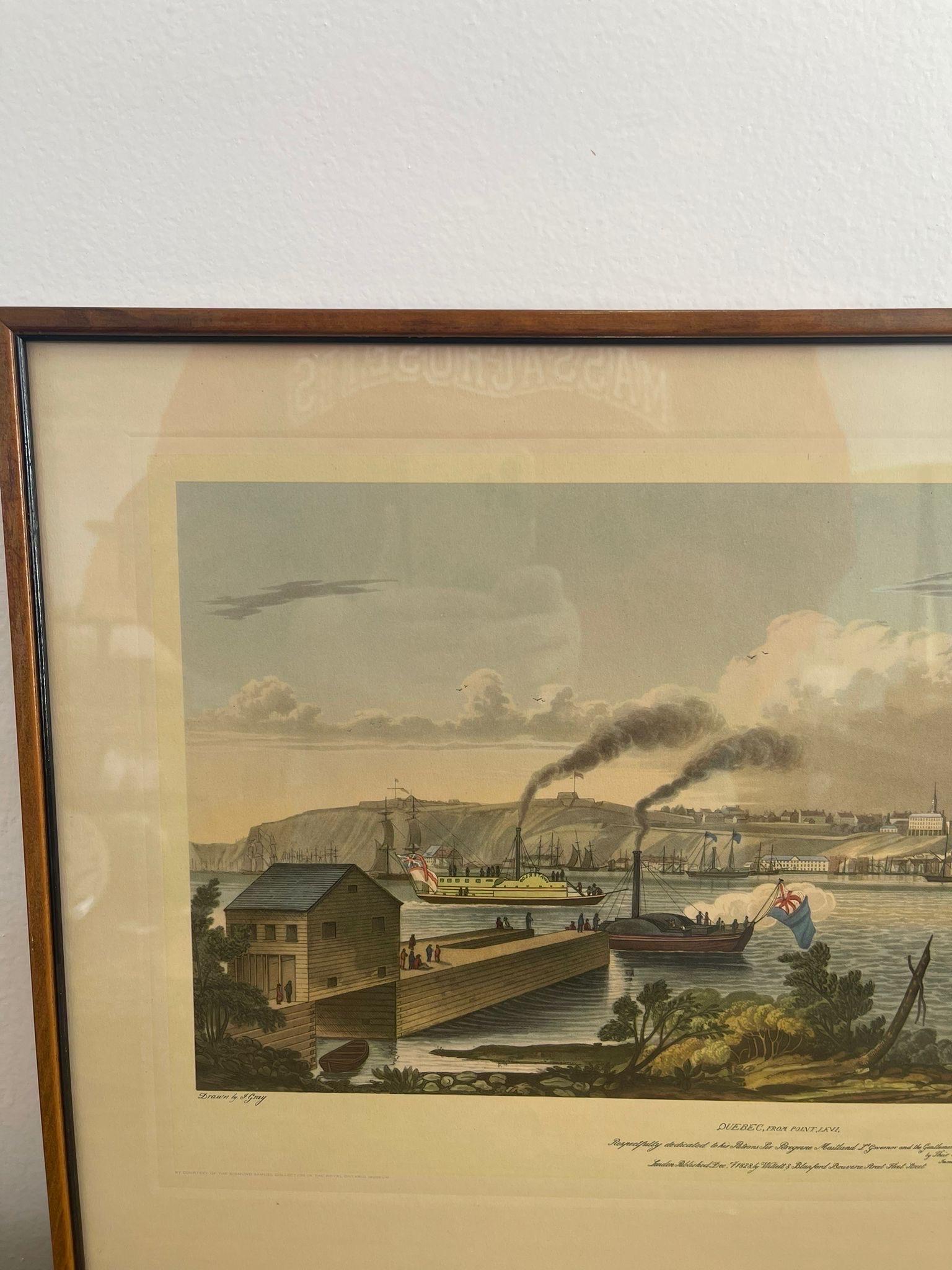 Vintage Framed Scenic Print of Quebec From Point by J Gray In Good Condition For Sale In Seattle, WA