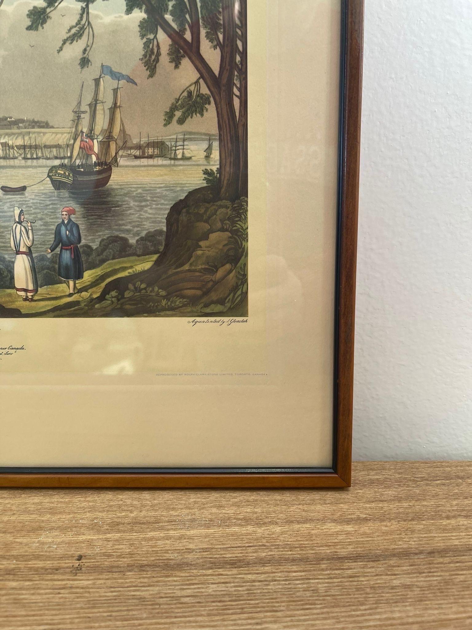 Vintage Framed Scenic Print of Quebec From Point by J Gray For Sale 1