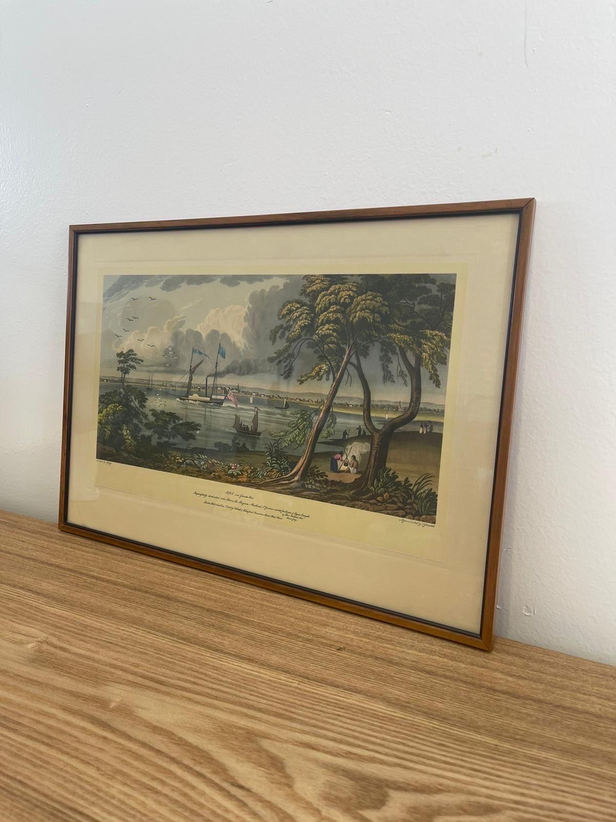 Mid-Century Modern Vintage Framed Scenic Print of York From Gibraltar Point by J Gray For Sale