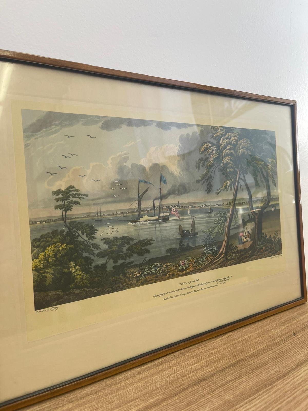 Late 20th Century Vintage Framed Scenic Print of York From Gibraltar Point by J Gray For Sale