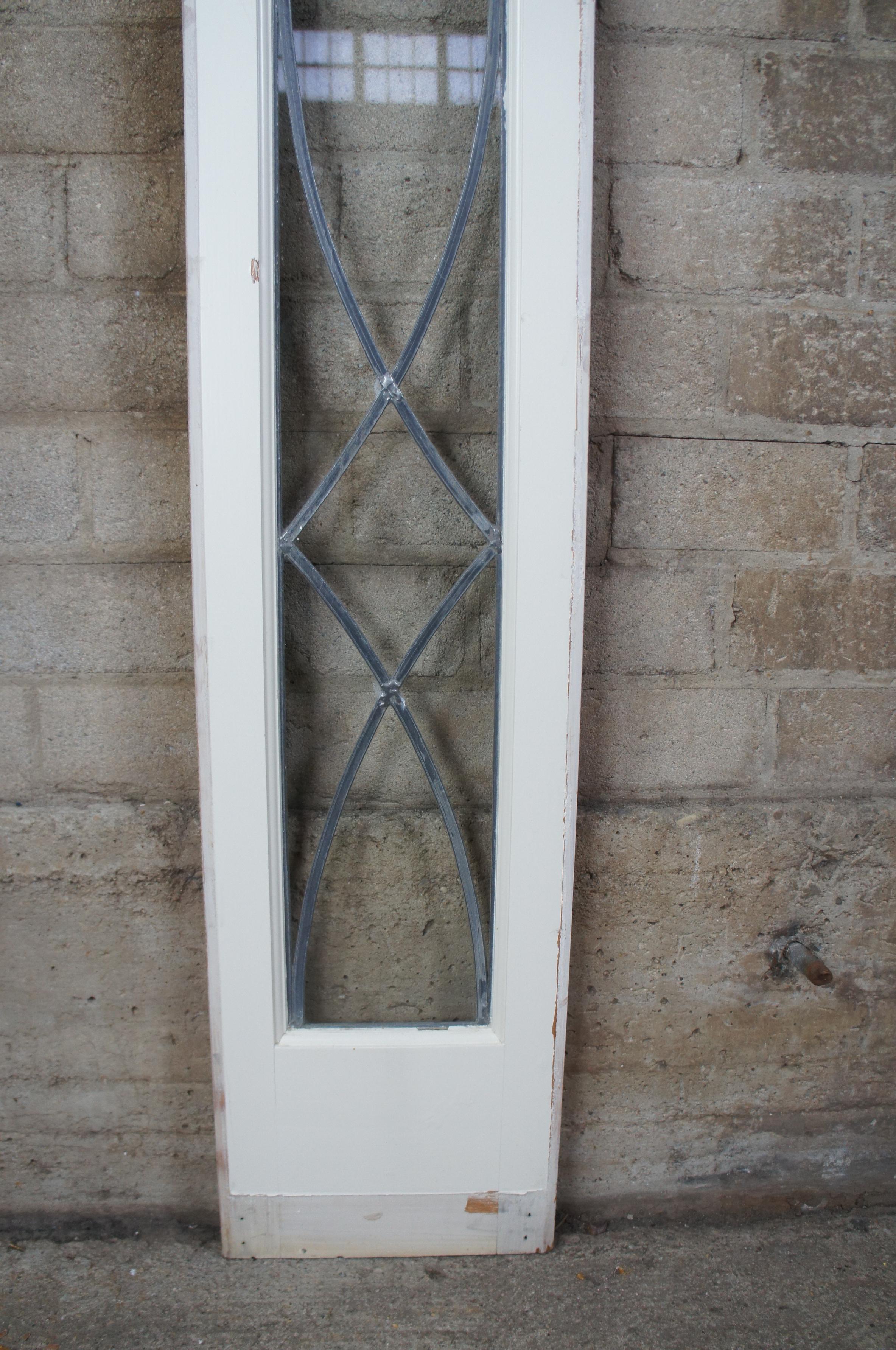 Vintage Framed Sidelight Transom Leaded Glass Window Panels Reclaimed In Good Condition In Dayton, OH