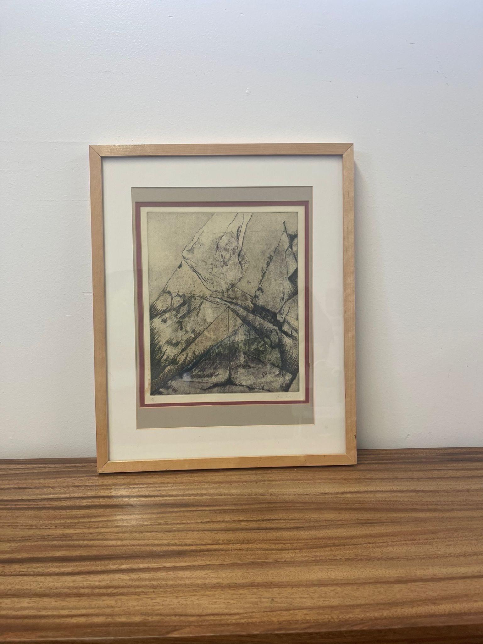 Abstract Print Within Wooden Frame.Beige Toned with Blank Line work. Beautiful Balanced Textured throughput the Artwork. Signed Anne Rose in the Lower Corner as Shown. Vintage Condition Consistent with Age as Pictured.

Dimensions. 17 W ; 1/4 D ; 21H