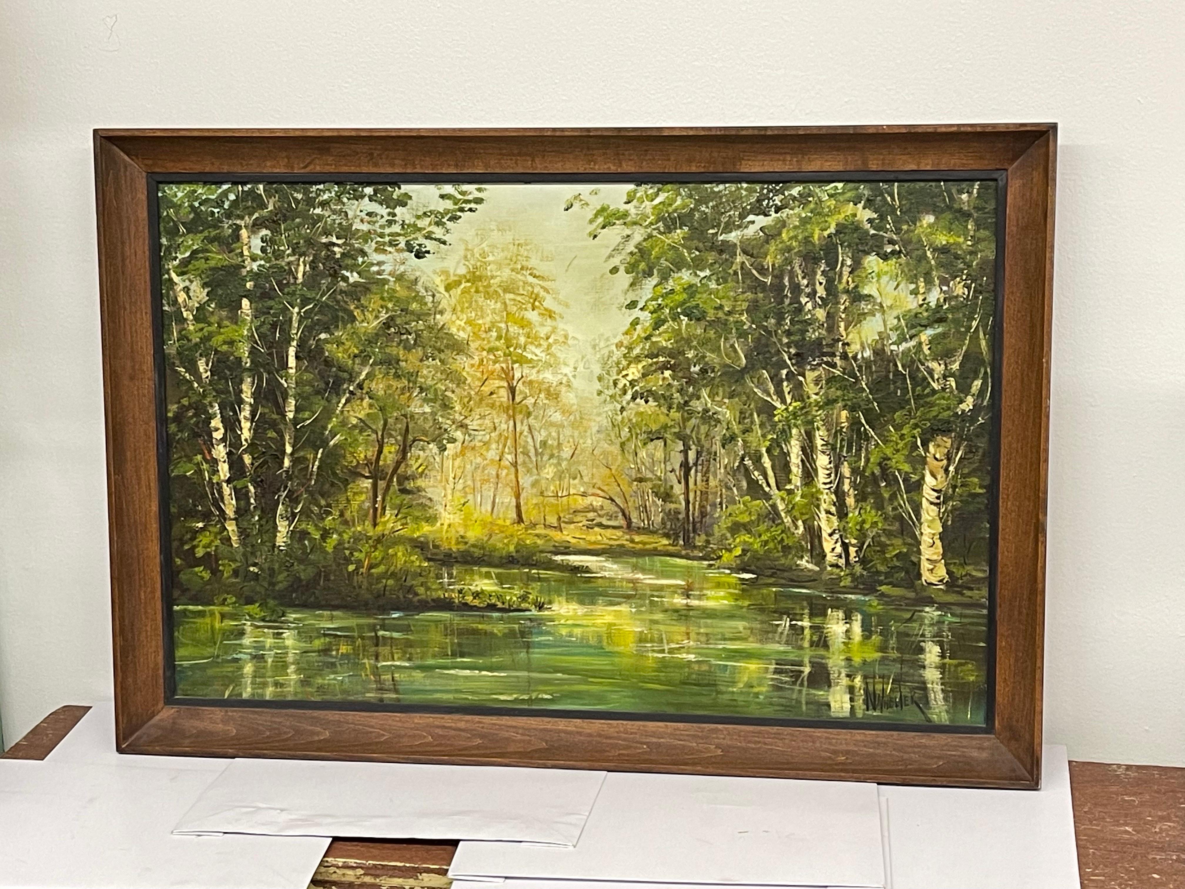 Wood Vintage Framed Signed Art For Sale