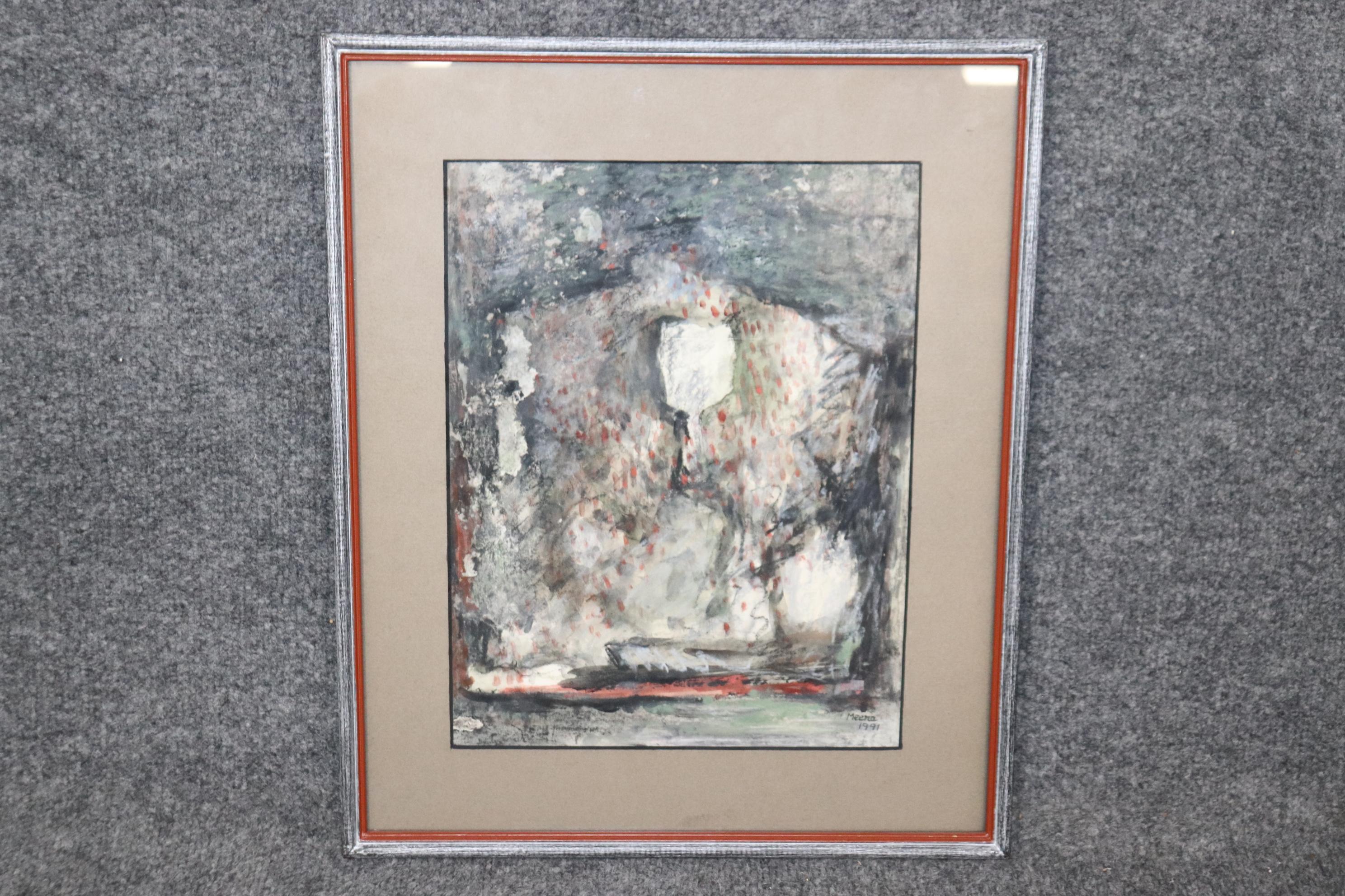 
Dimensions:  H: 17 1/2in W: 14 1/2in D: 1/2in

This vintage framed and signed Meera Decidayal (Indian, b. 1947) gouache on paper is perfect for you and your home! Being essentially an urban person, Devidayal's paintings are grounded in the plethora
