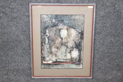 Vintage Framed Signed Meera Devidayal Untitled Gouache on Paper