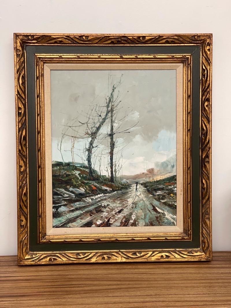 Vintage framed signed painting. Abstract scene.

Dimensions. over All 24 W; 1 1/2 D; 28 H

 Painting. 15 1/2 W; 19 1/2 H.