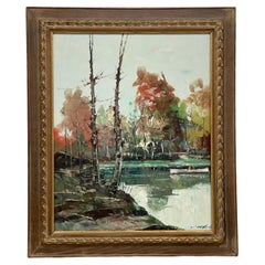 Vintage Framed Signed Painting, Abstract Scene