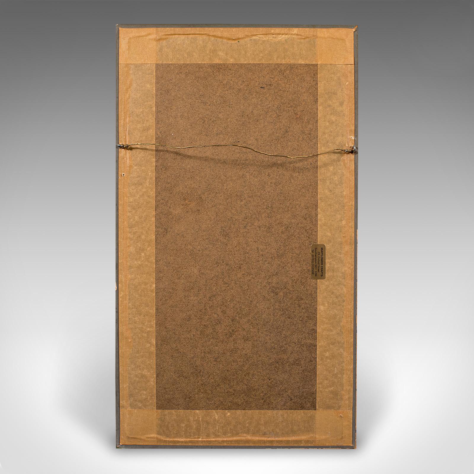 Gerahmte gerahmte Seidenarbeitstafel, Japanisch, bestickt, Nadelspitze, Art déco im Angebot 6