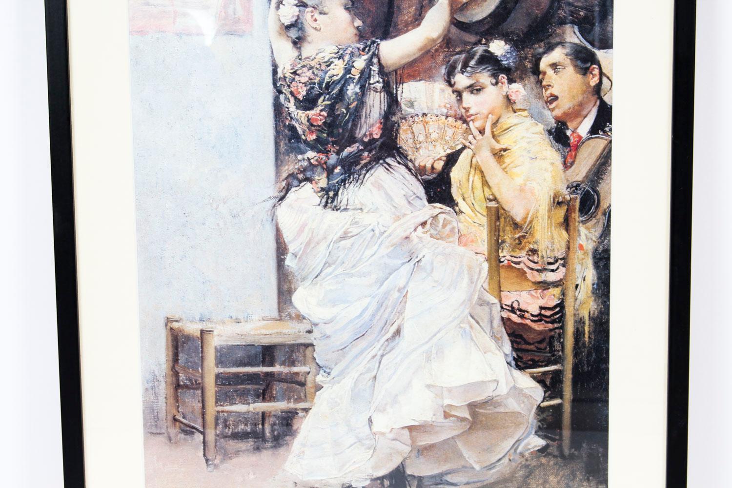 Vintage Framed Spanish Museum Print of a Flamenco Dancer, 20th Century For Sale 1