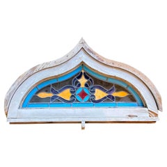 Vintage Framed Stained Glass Window