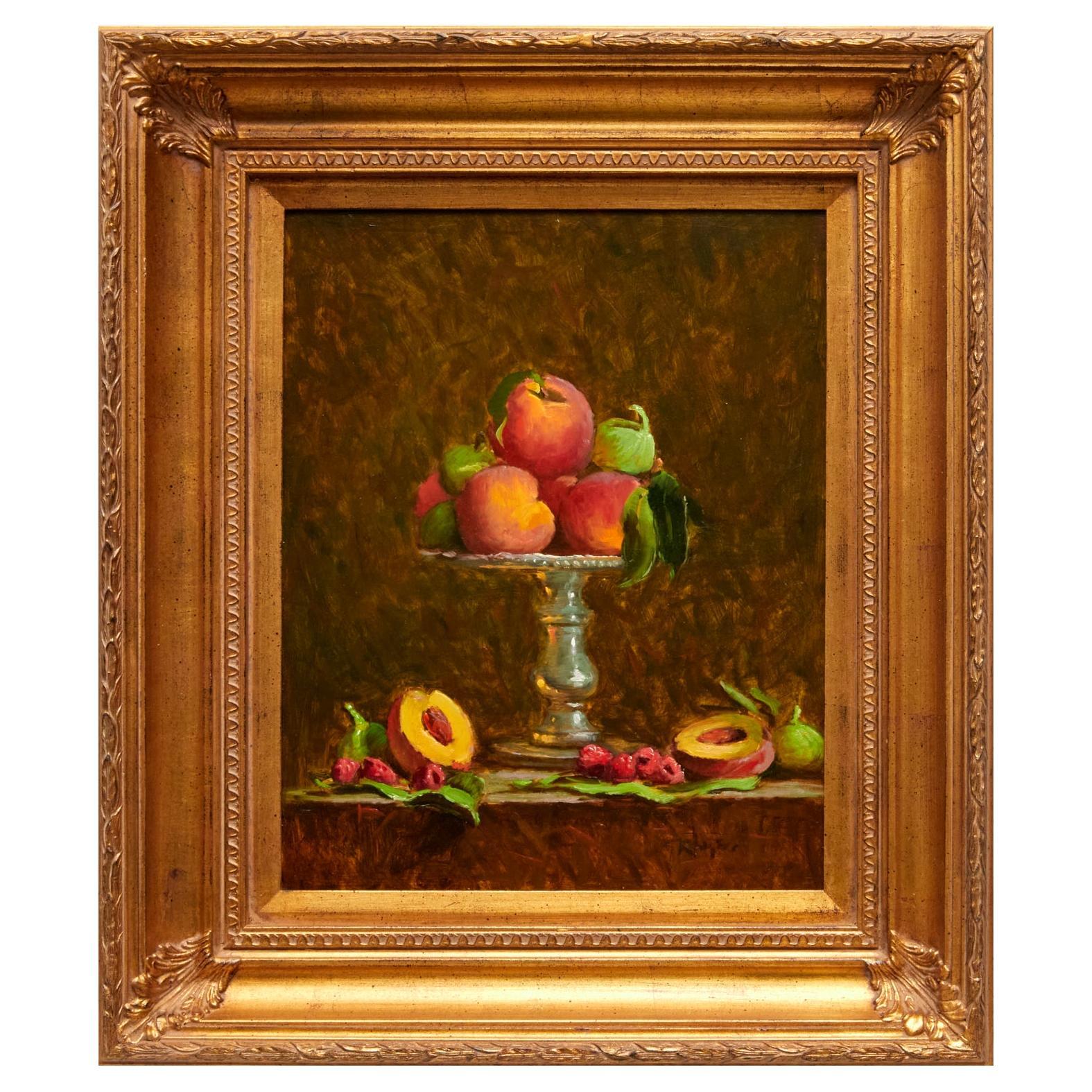 Vintage Framed Still Life Painting of Summer Fruits by Jim Rodgers For Sale