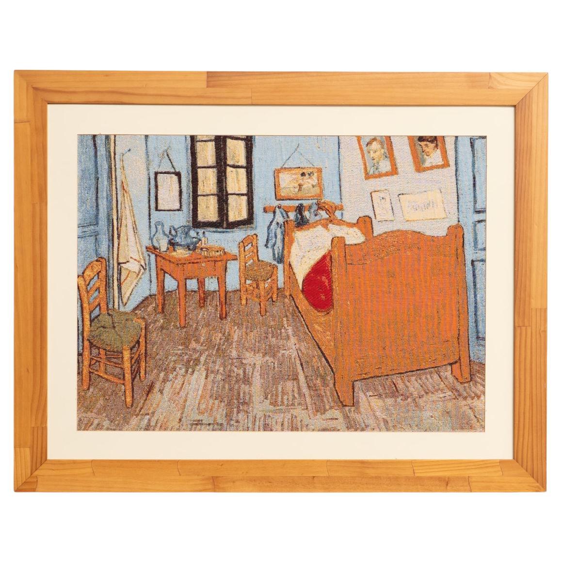 Vintage Framed Tapestry of  "The Bedroom" after Vincent van Gogh