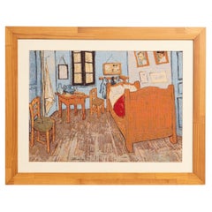 Vintage Framed Tapestry of  "The Bedroom" after Vincent van Gogh
