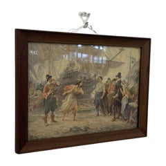 Vintage Framed The Abduction of Pocahontas Print After J.L.G. Ferris, Wall Art.
