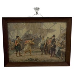Vintage Framed The Abduction of Pocahontas Print After J.L.G. Ferris, Wall Art.