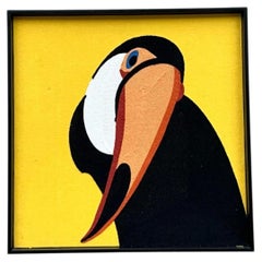 Vintage Framed Toucan Textile Art