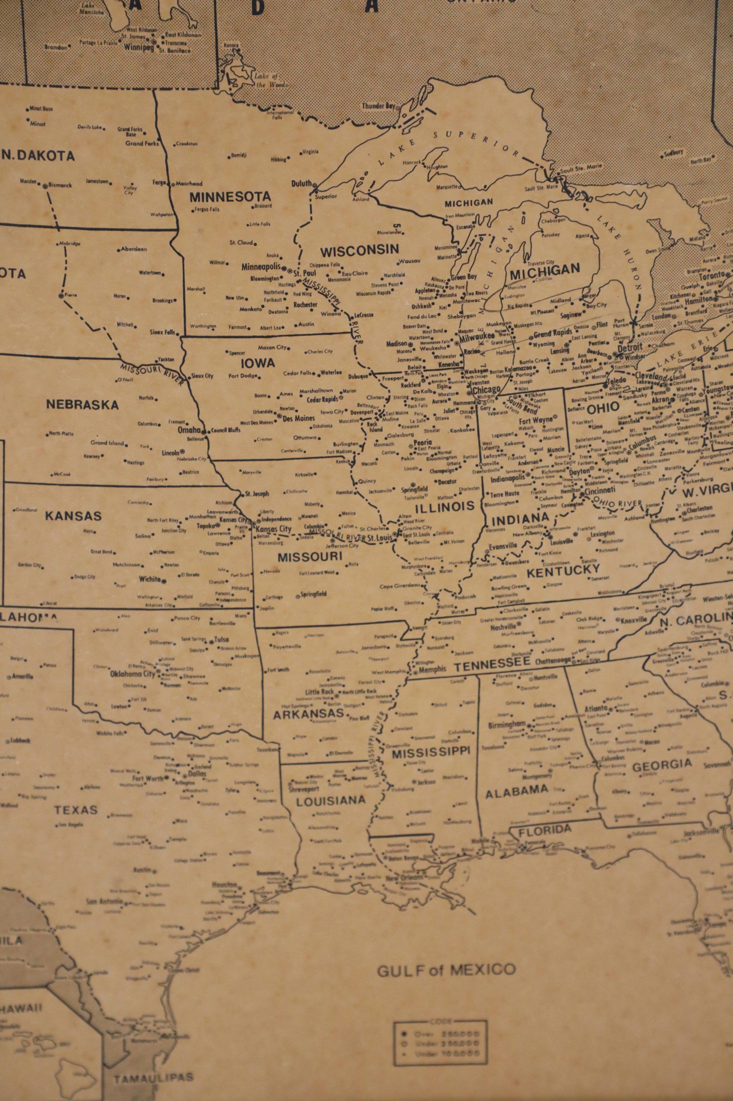 framed map of united states