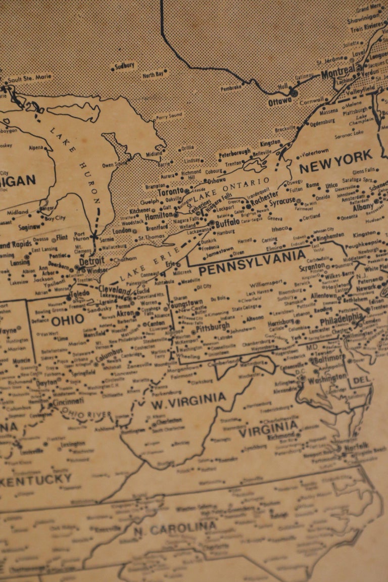 Vintage Framed United States Map For Sale at 1stDibs | united states ...